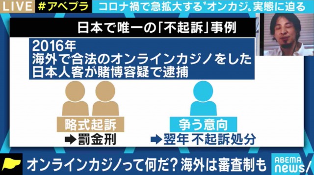 abemaTV オンラインカジノ逮捕事例