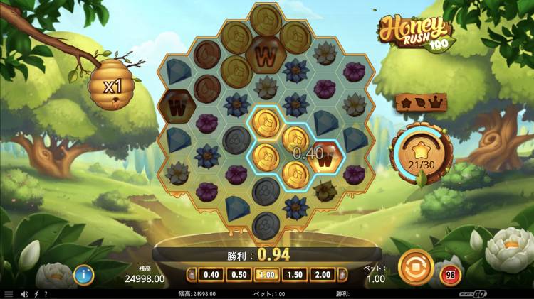 Honey Rush 100 ハニーラッシュ100 プレインゴー Play'n GO オンラインスロット　ワイルド