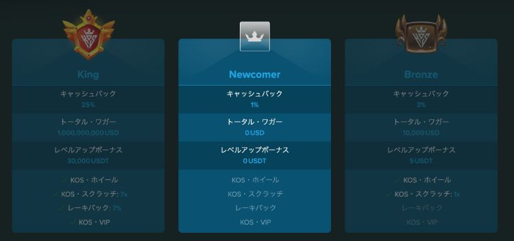 キングスオブスポーツ　ロイヤリティプログラムレベル