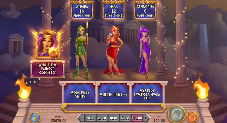 Divine Divasのボーナスセレクション画面