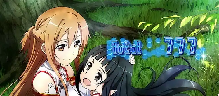 sao　スロット終了画面　アスナ＆ユイ