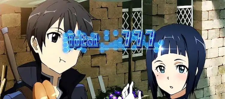 sao　スロット終了画面　リキト＆サチ