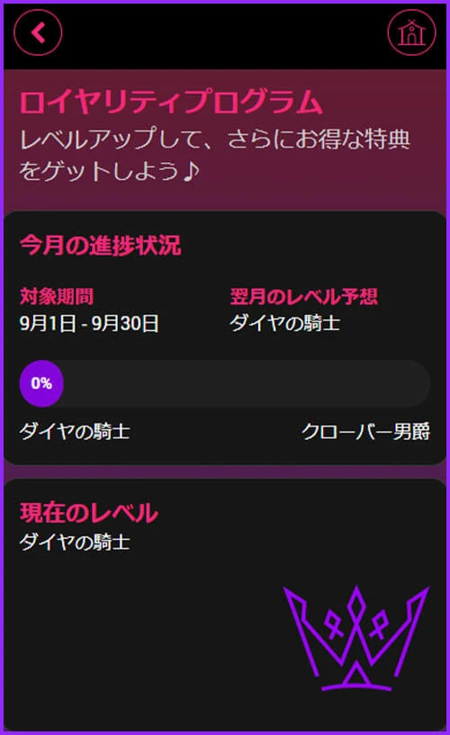 インターカジノのロイヤリティプログラム